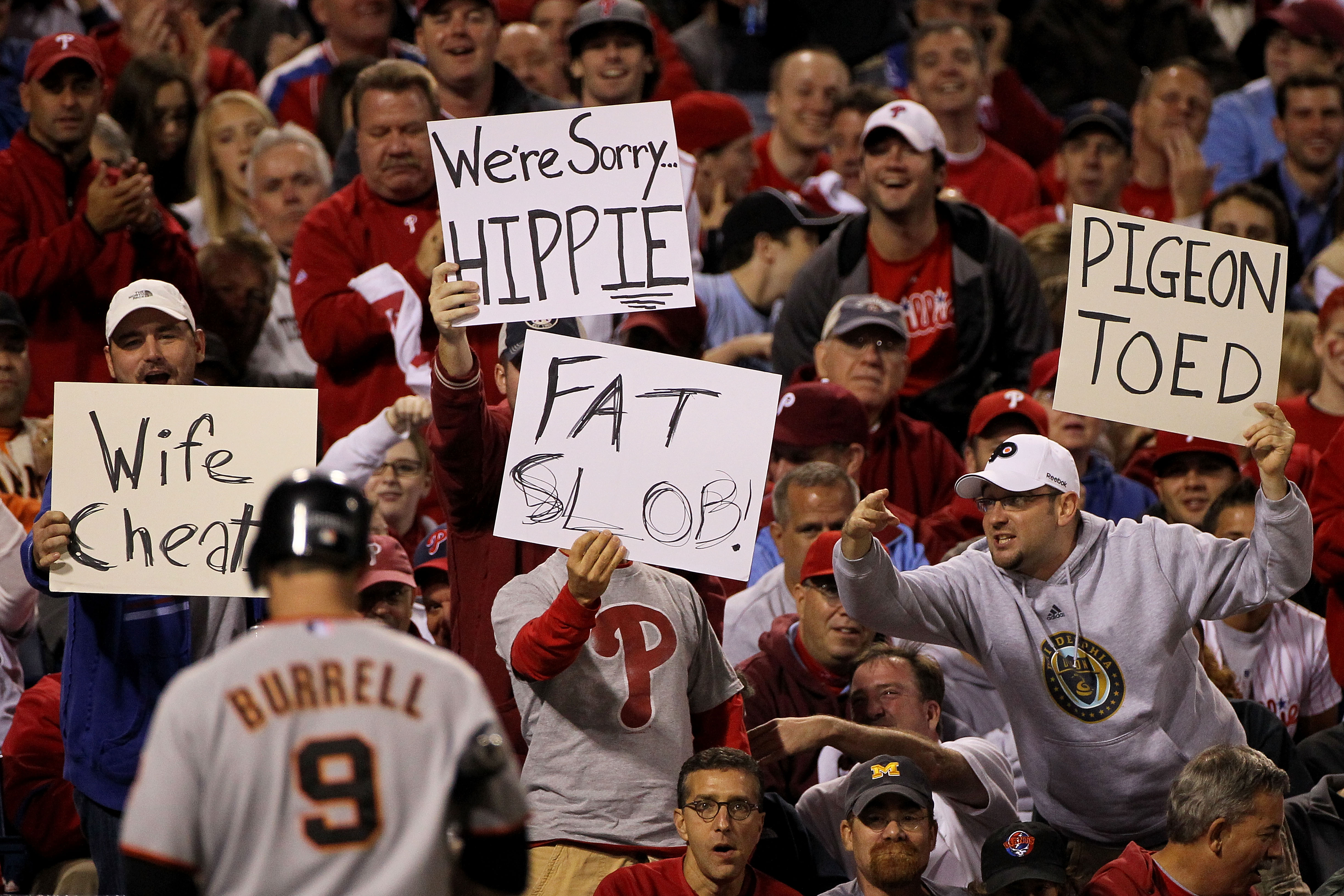 Former Philadelphia Phillies Pat Burrell smiles as he sees color