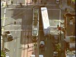 Semi and Light Rail Collide