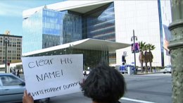 Protesters at LAPD Headquarters "Stand With" Dorner
