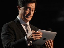 Stephen Colbert Shows Off iPad at Grammys