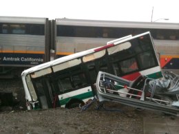 Amtrak Train Rips AC Transit Bus in Half
