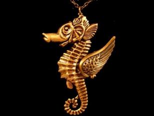 Flying Sci-Fi Outer Space Seahorse Necklace