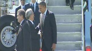 Raw Video: Pres Obama Arrives at SFO