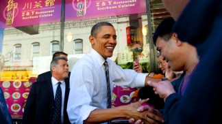 President Barack Obama Stops in Chinatown