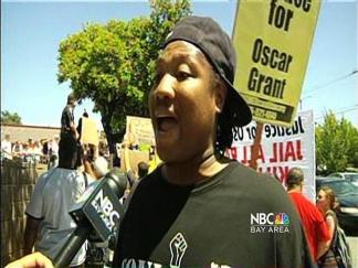 Demonstrators Square-Off at Pro-Mehserle Rally