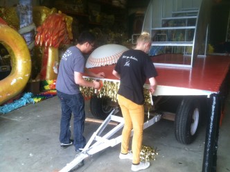 Race To Build Floats For Giants Victory Parade