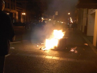 Protesters Pelt Officers With Fireworks