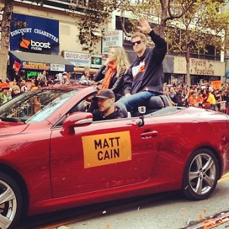 Jim Harbaugh, Alex Smith Drive Giants World Series Parade Cars