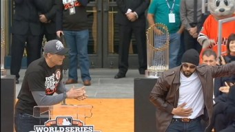 Pence, Pagan and Others on Stage at Giants Celebration