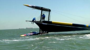 America's Cup Youth Racing Boat Capsizes