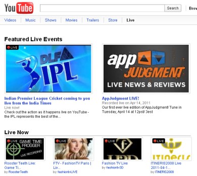 YouTube Live: Clearinghouse for Live-Streams