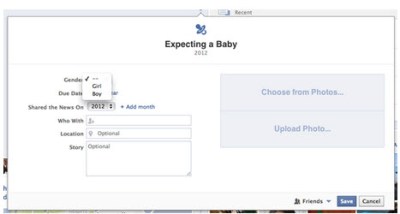 Facebook Adds 'Expecting Baby' to Life Events