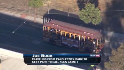 Sportscaster Joe Buck Takes Trolley From Candlestick to AT&T