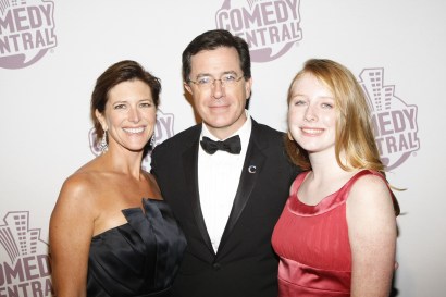 Stephen Colbert, center, was nominated by a San Leandro resident to be honored with a high school campus named after the TV funnyman.
