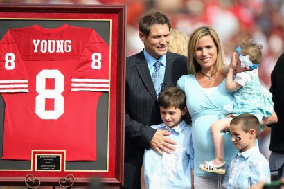 Former San Francisco 49ers quarterback Steve Young and family