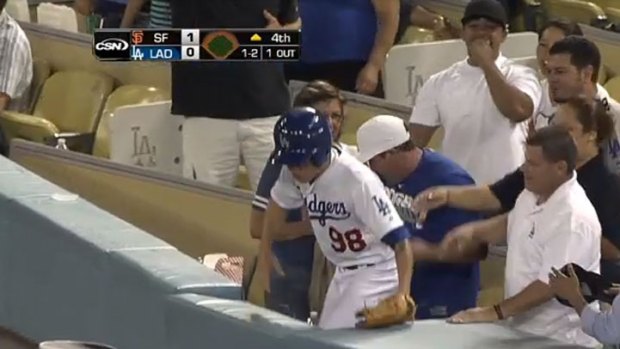 Ballboy Falls in Stands Chasing Posey's Foul