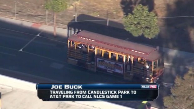 Sportscaster Joe Buck Takes Trolley From Candlestick to AT&T