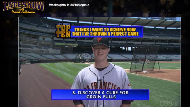 Matt Cain Does 'Late Show' Top 10