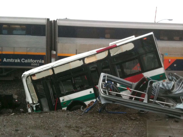 Amtrak Train Rips AC Transit Bus in Half