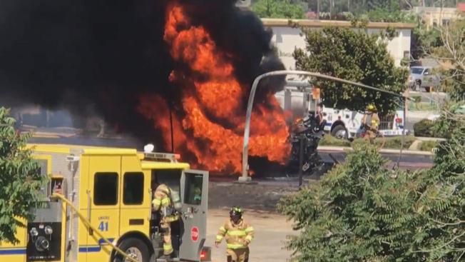 Fiery tanker-truck blast on California highway kills driver