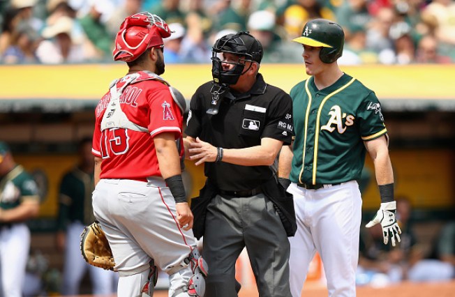 Matt Chapman ejected after argument with Angels over alleged sign-stealing