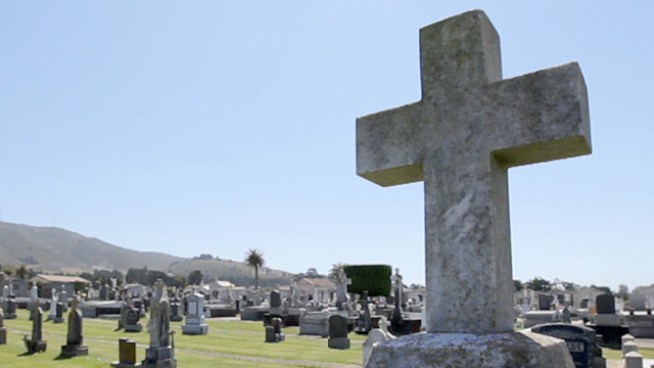 Nickolas Marinelli works at the Italian Cemetery in Colma, Calif. The town has less than 2,000 living residents, but more than 2 million people buried there.