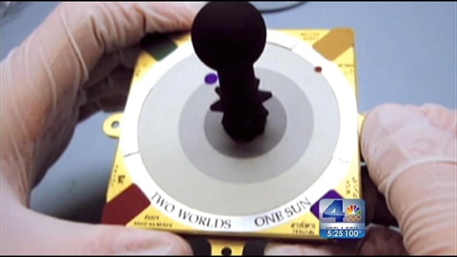 Dr. Tyler Nordgren contributed to the Mars Rover Curiosity by designing its sundial, designed to help the rover's camera take color photos to better illustrate what Mars really looks like. Jacob Rascon reports from Redlands for the NBC4 News at 5 p.m. on August 6, 2012.