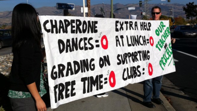 Evergreen teachers accuse district of unfair contract negotiation. NBC Bay Area's Kris Sanchez reports.