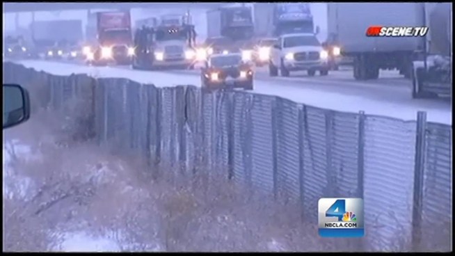 An arctic blast brought ice, wind and freezing temperatures to Southern California, and forced officials to close the Grapevine. Beverly White reports for the NBC4 News at 11 p.m. on Jan. 10, 2013.