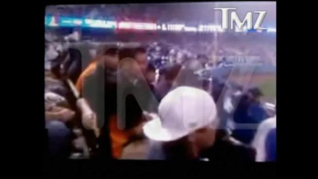 In this clip provided courtesy TMZ.com, a man confronts Giants fan Bryan Stow during the Opening Day game. The man is not suspected of beating Stow later in the parking lot.
