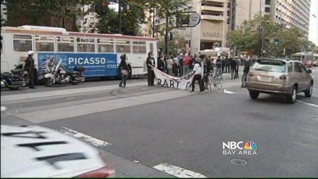The Federal Communications Commission is looking into BART's decision last week to cut its cell service to avert a planned protest of a BART Police shooting.  NBC Bay Area's Kimberly Tere has more on that story and a wrap-up of today's protest in San Francisco.