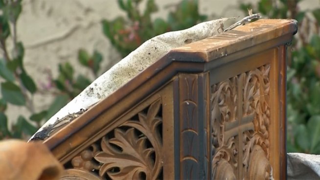 Fire seriously damaged St. Gregory of Nyssa Greek Orthodox Church on Mary Ann Way early Sunday. NBC 7's Chris Chan reports the man arrested was known to the priest.