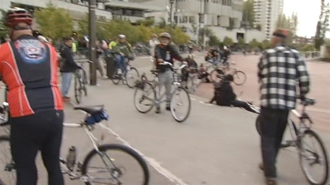 Slow traffic, but no real mayhem during tonight's 20th anniversary of Critical Mass.