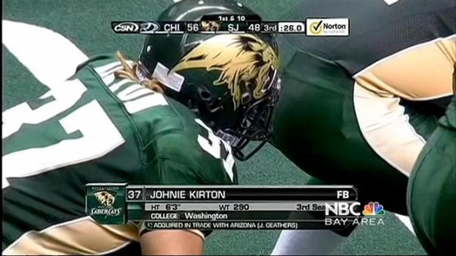 On Saturday night, Johnie Kirton scored the game-winning touchdown. On Monday night, the San Jose SaberCats fullback was dead at 26.