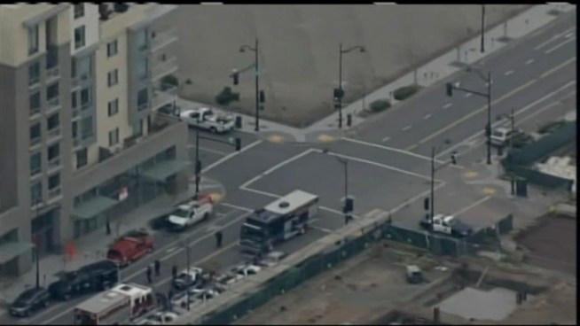 San Francisco police bomb squad investigate a military explosive device near AT&T Park on Wednesday morning.