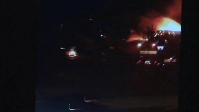 Minutes after the 911 call, firefighters arrived at the scene of a two-alarm fire on Denise Ave. near Almaden Rd. in South San Jose Wednesday morning. This is iPhone video shot by one of the firefighters arriving on scene.
