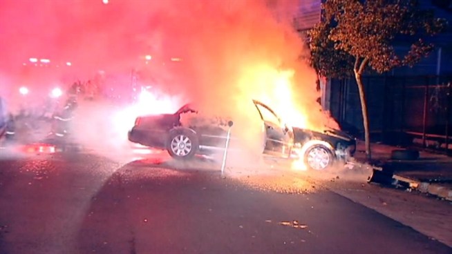 A man was pulled from a burning vehicle Sunday night in San Francisco. Police and other witnesses talk about it here.