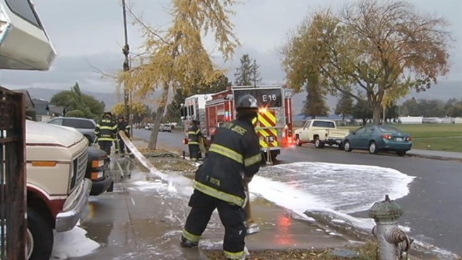 A San Jose schools groundskeeper is being credited for his fast-thinking on Wednesday morning after he and firefighters saved two women and a pit bull puppy from a burning motorhome.