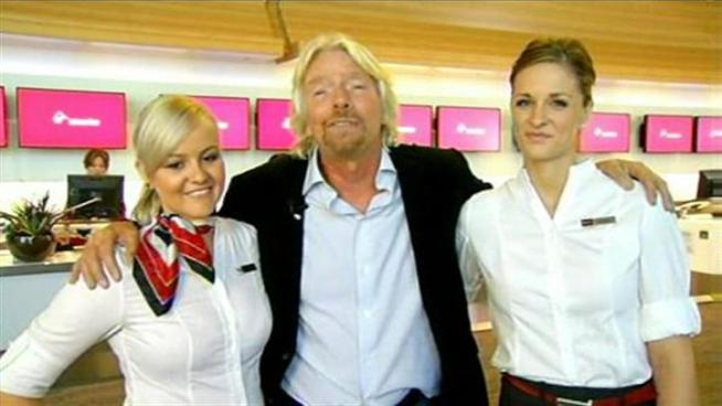 Sir Richard Branson and his spacehip visit SFO.