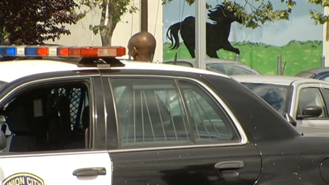 A shooting in Union City this afternoon left one person wounded  and caused two schools to be locked down while police searched for the  gunman. Officers responded to a report of a shooting near 14th and H  streets at about 12:10 p.m., according to Union City police.