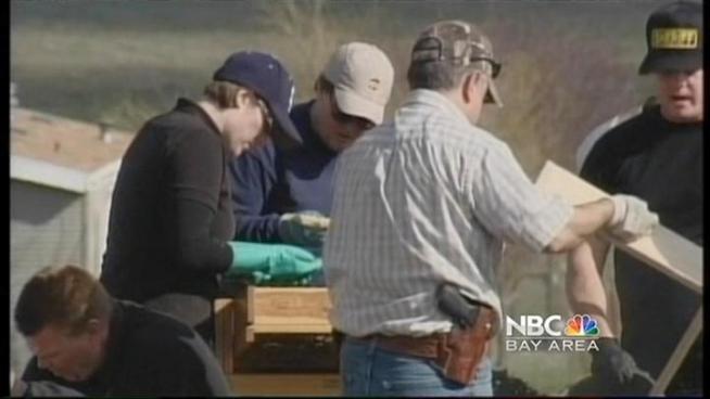 Rain suspended the grisly search for more human remains in San Joaquin County.  The search in Linden has already unearthed hundreds of bone fragments and what could be the bodies of two missing women -- missing since the mid-1980s.  But will the discovery bring anyone peace?  NBC Bay Area's Cheryl Hurd talked to a Sacramento bounty hunter who believes his relationship with a convicted serial killer could help a local family find closure.