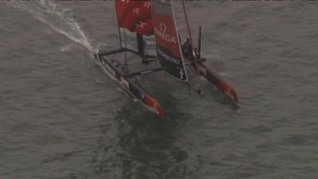 The America's Cup World Series races hit San Francisco Bay on Wednesday, August 22, 2012.