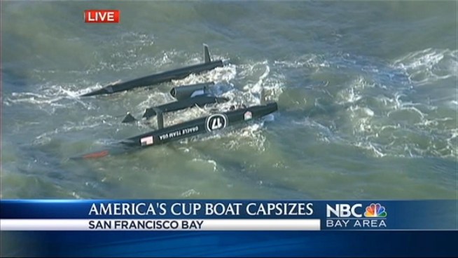 High drama on the San Francisco Bay Tuesday afternoon after an Oracle Team USA boat 72 capsized.