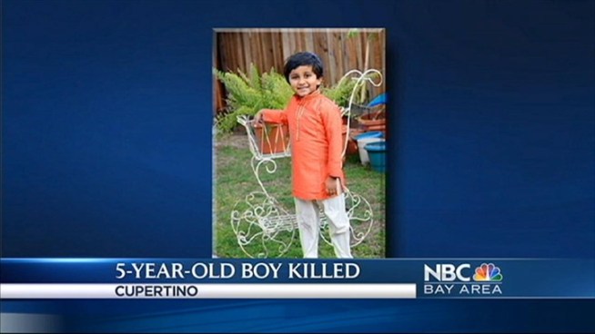 A 5-year-old Cupertino boy who had been hit by a neighbor's car while he was riding a scooter Tuesday evening died just before midnight.