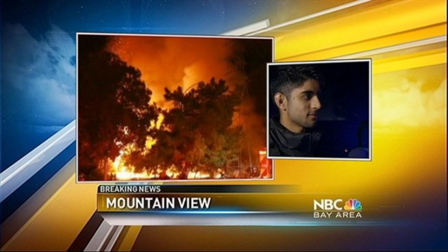 An explosion and fire near the Microsoft campus in Mountain View. Flames ripped through powerlines. NBC Bay Area's George Kiriyama has the latest.