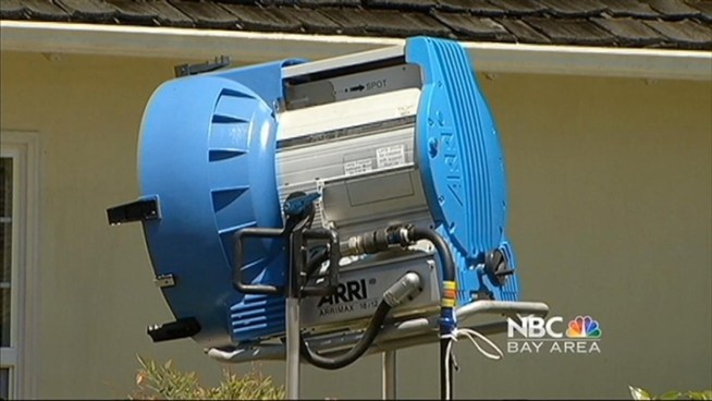 Film crews flooded Los Altos, the home town of Steve Jobs, to shoot at the famous garage where Apple was born. Ashton Kutcher will play Steve Jobs. 

There are other ways to catch a glimpse of Kutcher. If you want to sign up for a drawing to be an extra in the film, the <a href=