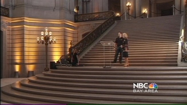 Friends and family got one more chance to say a public goodbye to Christopher Stevens, the U.S. Ambassador to Libya who was killed in a terrorist attack in Benghazi on Sept. 11, at a public service at San Francisco City Hall Tuesday afternoon. Jodi Hernandez reports.
