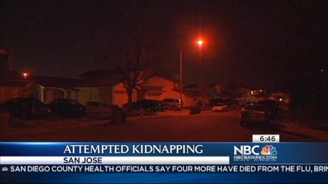 San Jose police searched for attempted kidnapper Tuesday night after a man allegedly tried to take a two year old from her mother's arms. The mom stopped him and told police the suspect smelled like car oil. Marla Tellez reports.