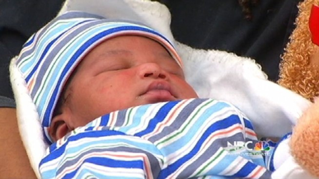 To serve and protect--and on this rare occasion, to deliver a baby. Today, three officers reunited with the baby boy they helped deliver last Friday at a gas station. NBC Bay Area's Cheryl Hurd reports.