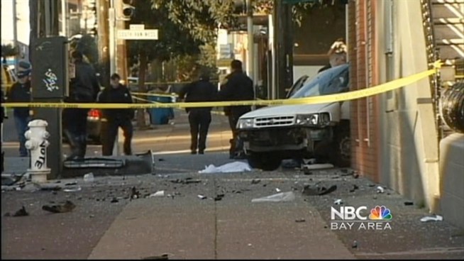 Scott Budman reports from San Francisco on the death of two people, a passenger in a car and a man walking into a store, who died after a driver fleeing police crashes into them.